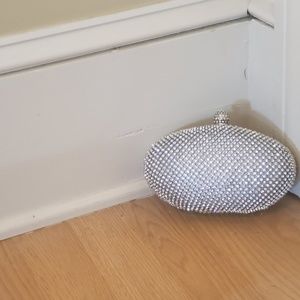 Lulu Townsend Minaudiere Beaded Silver Clutch